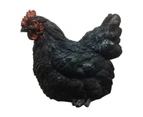 26cm Black Chicken Cute Resin Sitting Hen Ornament Garden Statue Detail
