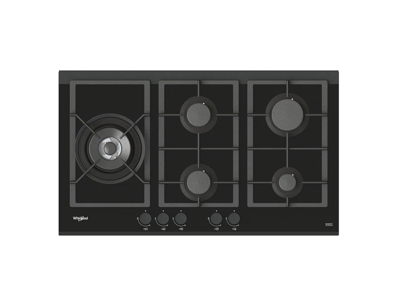 Whirlpool 90cm 5-Burner Black Glass Gas Cooktop (GGW870NBAUS)