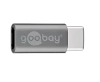 Goobay USB-C Male to USB 2.0 Micro Type B Female Adapter Connector For PC Grey