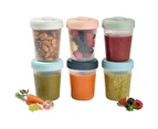 Beaba Set of 6 Preservation and Storage Pots for Baby Food, Interlocking clips, Stackable Pots Air-tight, Freezable, (6x250ml) - Catch