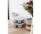 Beaba Multi-portion Silicone Storage Containers, Thermal Resistance, Suitable for Oven/Microwave, 6 compartments, Air-tight, 6 x 90 ml, Light Mist - Catch