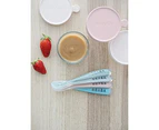 Beaba - Set of 2 Baby Learning Spoons, Soft Silicone weaning spoon with storage case, For First Age Babies, Ergonomic and Delicate, Pink - Catch