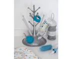 Beaba Newborn Baby set: Large Capacity Tree-shaped bottle drainer, Stackable Milk Dispenser with Mist Dosing Box, Silicone bottle brush, Cotton Bib - Catch
