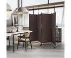 Giantex 4-Panel 1.73m Mobile Room Divider Foldable Privacy Screen w/Lockable Wheels Privacy Protection Brown