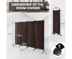 Giantex 4-Panel 1.73m Mobile Room Divider Foldable Privacy Screen w/Lockable Wheels Privacy Protection Brown