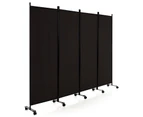 Giantex 4-Panel 1.73m Mobile Room Divider Foldable Privacy Screen w/Lockable Wheels Privacy Protection Brown