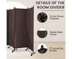 Giantex 4-Panel 1.73m Mobile Room Divider Foldable Privacy Screen w/Lockable Wheels Privacy Protection Brown