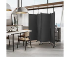 Giantex 4-Panel 1.73m Mobile Room Divider Foldable Privacy Screen w/Lockable Wheels Privacy Protection Grey