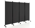 Giantex 4-Panel 1.73m Mobile Room Divider Foldable Privacy Screen w/Lockable Wheels Privacy Protection Grey