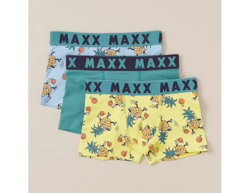 3 Pack Maxx Print Fitted Trunks - Multi