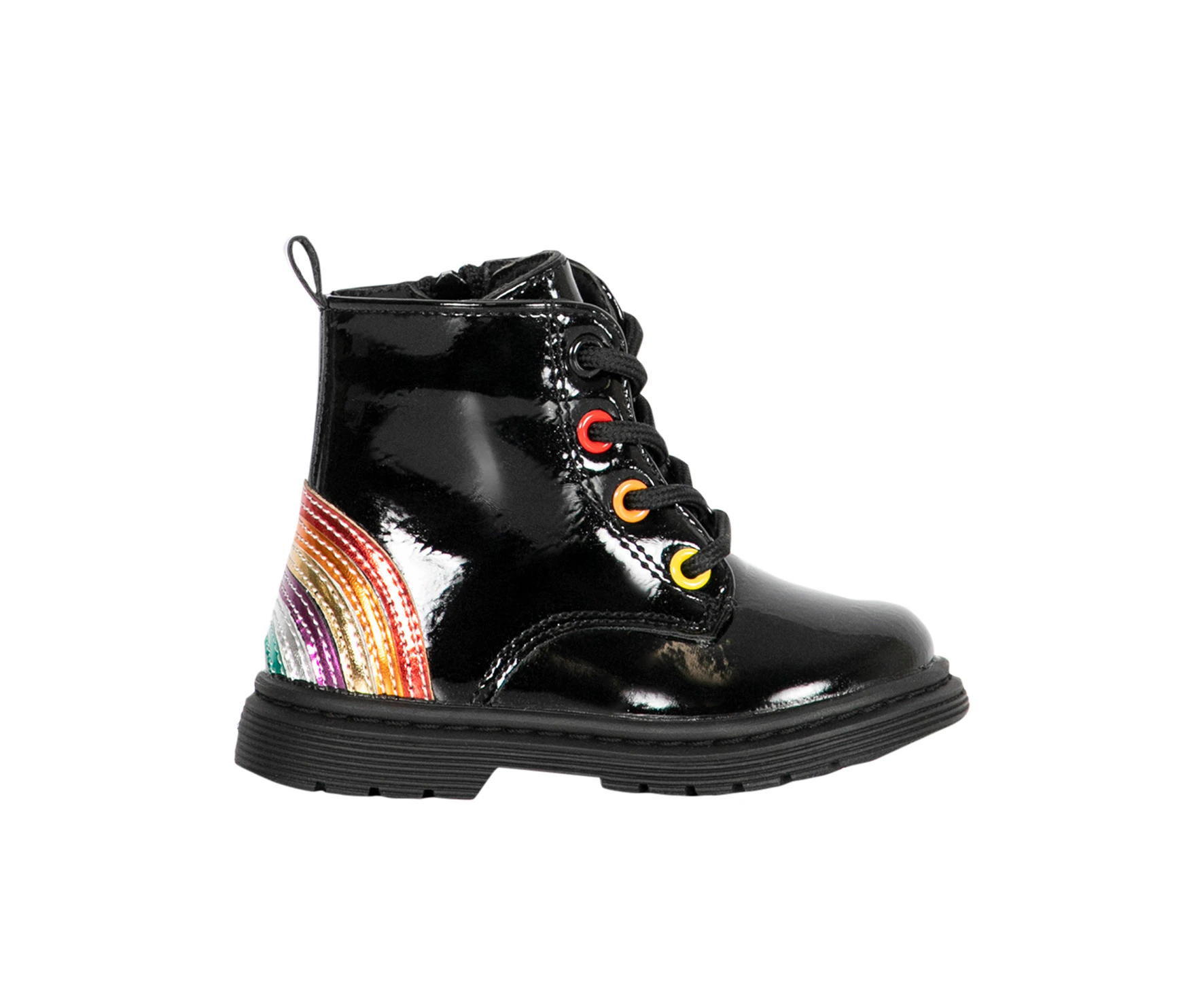 Ellie Vybe Junior Lace Up Ankle Boot Girl's - BlackPatent