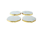 4pc Maine & Crawford Wendell 11x9cm Marble Coaster w/ Gold Foil Table Protector