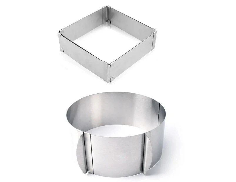 1-2pcs Adjustable Round&Square Mousse Ring Set Stainless Steel Mousse —2pcs