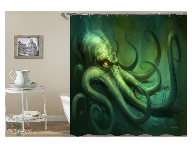 Shower Curtain 180cm(W) X 200cm(L) Only Terrifying Octopus