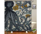 Shower Curtain 180cm(W) X 200cm(L) Only Vintage Octopus Flowery Background
