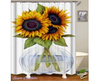 Shower Curtain 180cm(W) X 200cm(L) Only Sunflowers Vase
