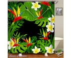 Shower Curtain 180cm(W) X 200cm(L) Only Tropical Flowers And Leaves