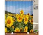 Shower Curtain 180cm(W) X 200cm(L) Only Sunflowers Field Under Blue Sky