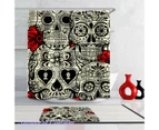 Shower Curtain 180cm(W) X 200cm(L) Only Skulls And Flowers