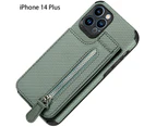 greenPhone Case Wallet Card Holder Holder Zipper Bag，Protective Folding Case Cover for iPhone 14 Plus