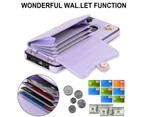 Samsung Galaxy A20  Leather Magnetic Detachable Wrist Strap Card Holder Wallet Case -Purple