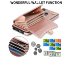 Samsung Galaxy A20  Leather Magnetic Detachable Wrist Strap Card Holder Wallet Case -Rose gold