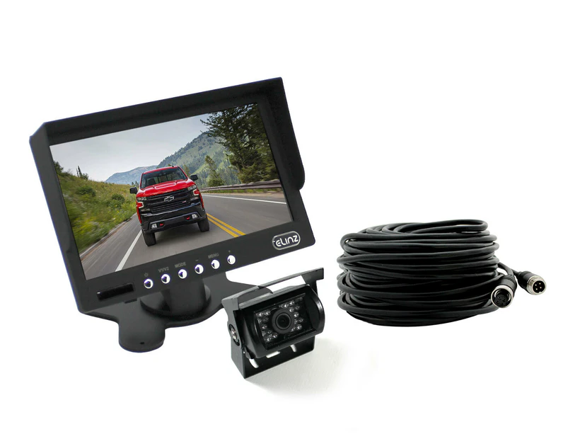 Elinz 7" HD LCD Monitor 12V/24V IR CCD 4PIN Car Reversing Camera Truck Caravan