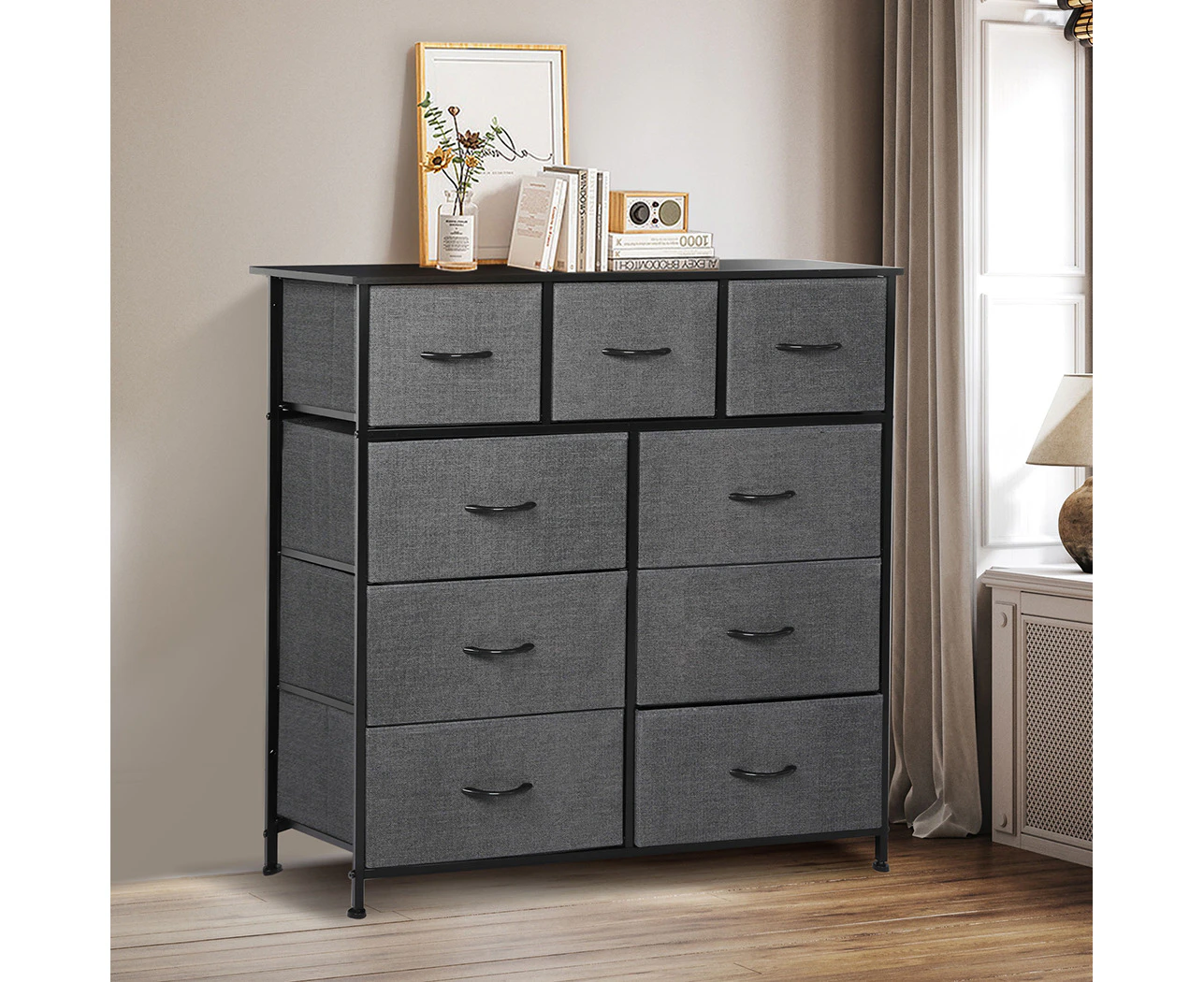 Levede 9 Chest of Drawers Storage Cabinet Tower Dresser Tallboy Drawer Retro