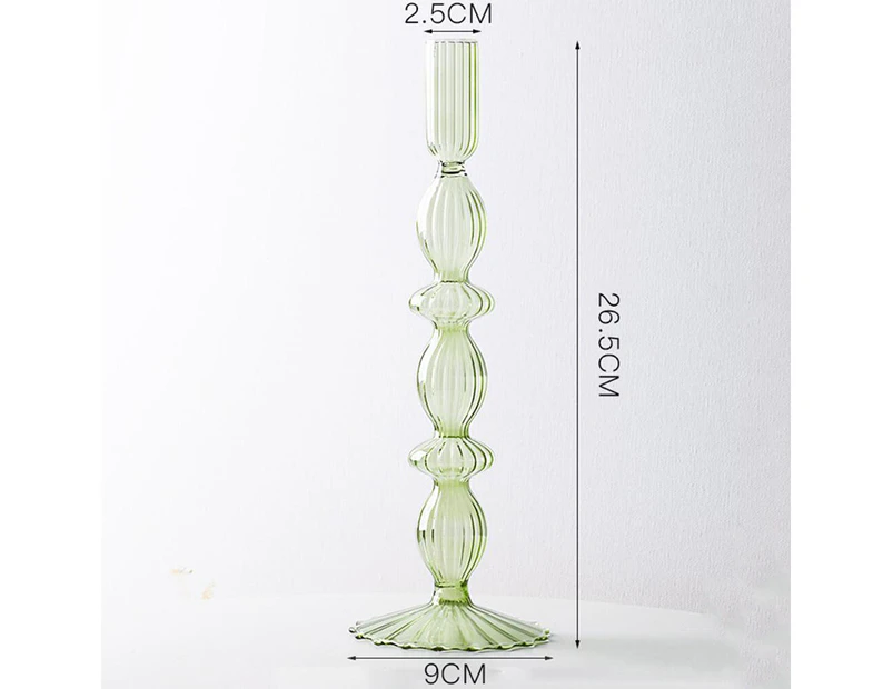 Glass Candle Holder Home Decor Home Decoration Accessories Wedding Decoration Clear Candlestick Restaurant Glass Vase Crafts—Green