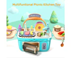 CUTE STONE Kids Picnic & Kitchen Playset Portable Basket Toys Pretend Play Oven
