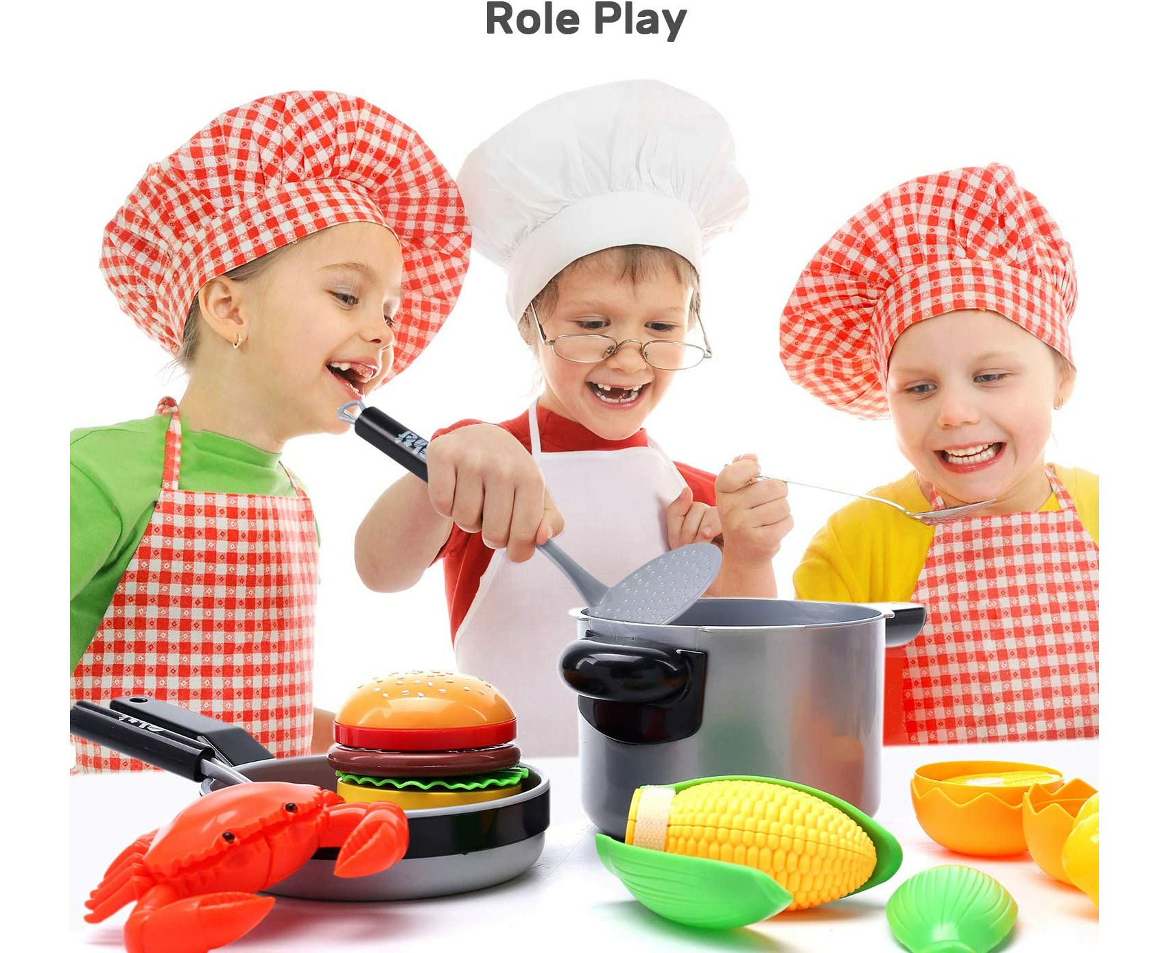 Cute Stone Kids Kitchen Pretend Play Toys Play Cooking Set Cookware Pots and Pans Playset Peeling and Cutting Play Food Toys Cooking Utensils