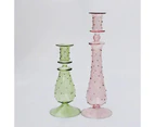 Glass Candle Holder for Home Wedding Room Decoration Taper Candle Holders Candlesticks for Home Decor Wedding Table Centerpieces—Pink