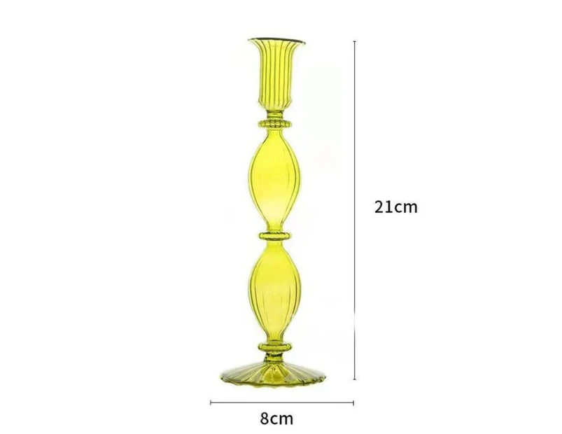 Glass Candle Holder Home Decor Christmas Decoration Wedding Decoration Candlestick Home Decoration Accessories Party Birthday—Green