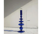 Glass Candle Holder Home Decor Vase Wedding Decoration Nordic Home Decoration Candlestick Dining Table Vase Blue Glass Container—E