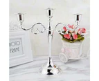 IMUWEN Silver/Gold/Bronze/Black 3-Arms Metal Pillar Candle Holders Candlestick Wedding Decoration Stand Home Decor Candelabra—Gold-3 arms