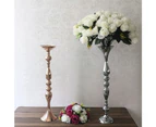 IMUWEN Candle Holders 60 CM/24" Metal Candlestick Flower Vase Table Centerpiece Event Flower Rack  Floor Road Lead Wedding Decor—Silver 60CM