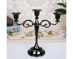 Metal Gold/Bronze Plated Candle Holder Retro 3-Arms Candelabra For Wedding Prop Candlelight Dinner Hotel Home Decoration—Black