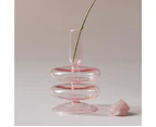 Pink Glass Candle Holder Taper Candlesticks Holder Wedding Table Centerpieces Nordic Home Decoration—Pink 2Tie round