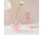 Pink Glass Candle Holder Taper Candlesticks Holder Wedding Table Centerpieces Nordic Home Decoration—Pink string