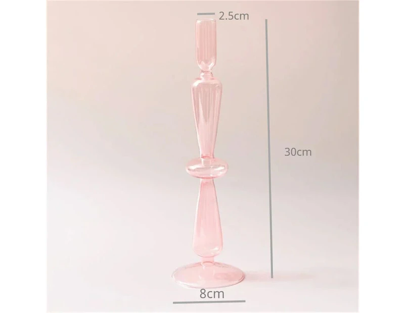 Pink Glass Candle Holder Taper Candlesticks Holder Wedding Table Centerpieces Nordic Home Decoration—Pink 1ring