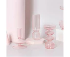 Pink Glass Candle Holder Taper Candlesticks Holder Wedding Table Centerpieces Nordic Home Decoration—Pink L-bubble
