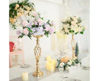 Wedding Flowers Metal Candle Holders Road Lead Candlestick Centerpieces Flower Ball Candlestick Stand Vase Home Party Decor—white blue