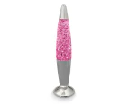 Chrome Pink Glitter Liquid Lava Lamp Retro Electric Desk/Bedside Light 42cm