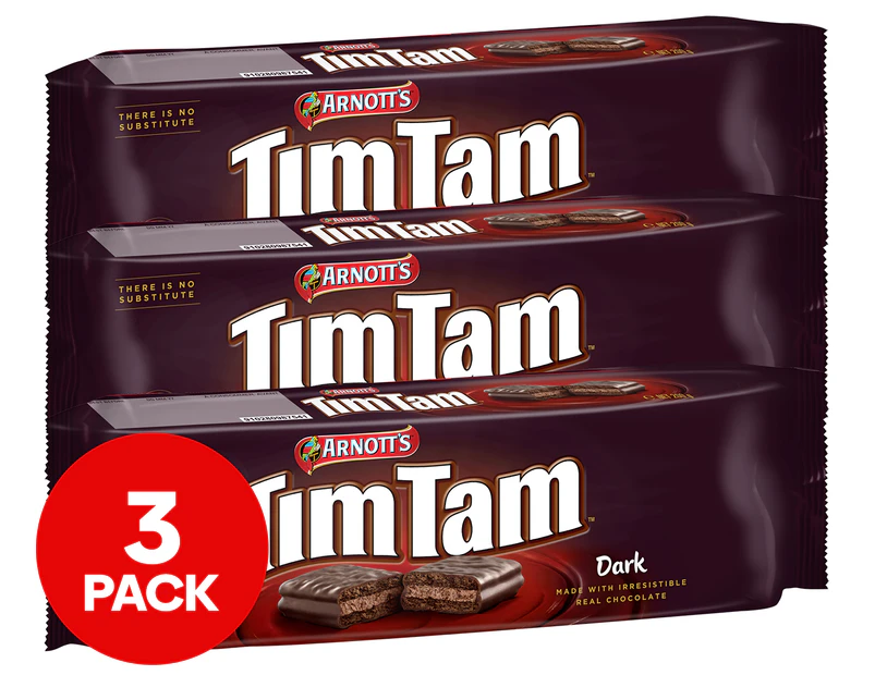 3 x Arnott's Tim Tam Chocolate Biscuits Dark 200g