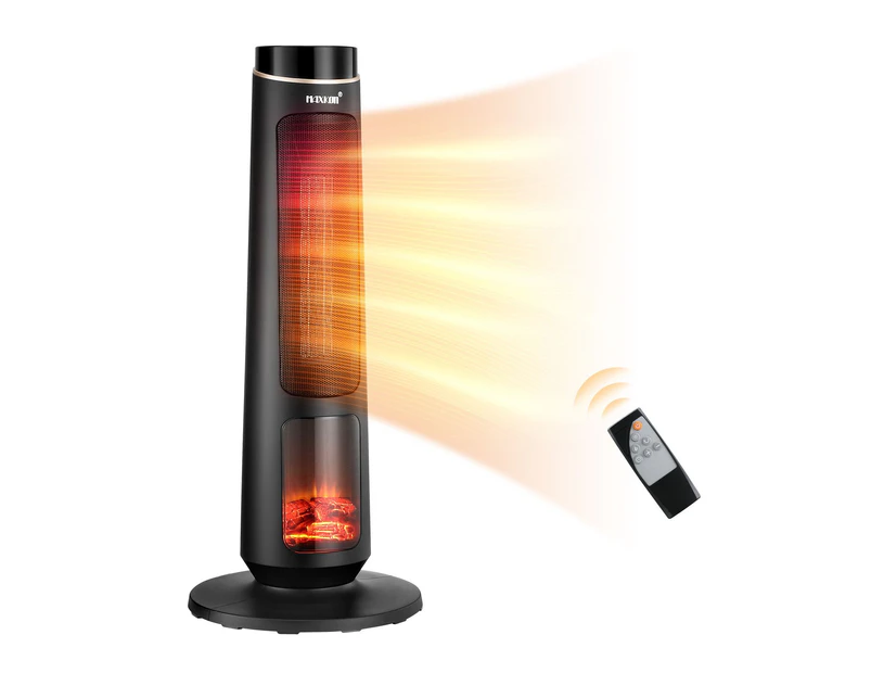 2000W Electric Heater Space Tower Room Indoor Energy Efficient Portable Fireplace Instant Oscillating Warmer Cooling Fan Remote Maxkon