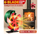 6 Blades Stove Fan Heat Self Powered Wood Log Fireplace Burner Top Burning Thermal Heater Fast Quiet Efficient Non Electric
