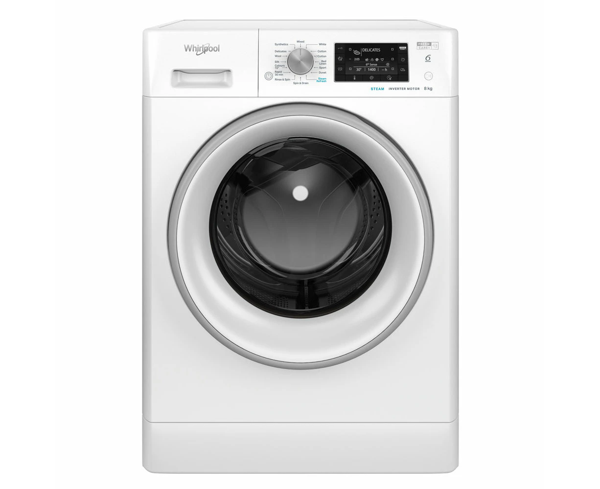 Whirlpool 8kg 6th Sense Front Load Washing Machine Washer Laundry (FDLR80250)