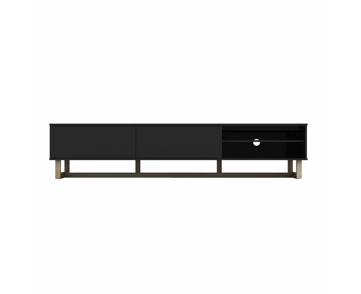 AVS 2100mm Raze Modular TV Stand in Gloss Black With Oak Legs (RZ2100BO)