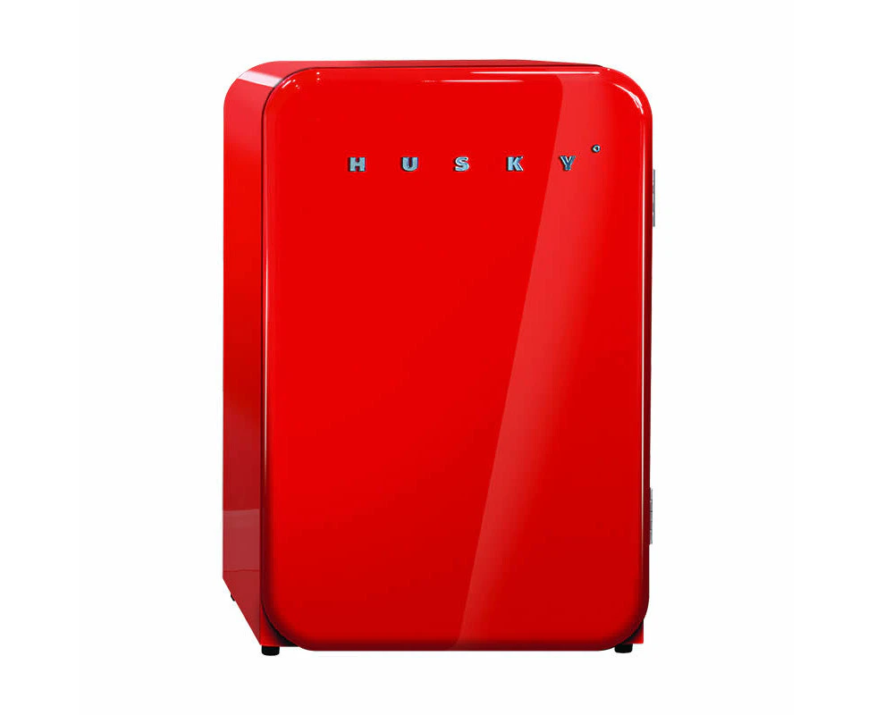 Husky 112L Solid Door Retro Style Bar Fridge in Red (HUS-RETRO112RED.1)