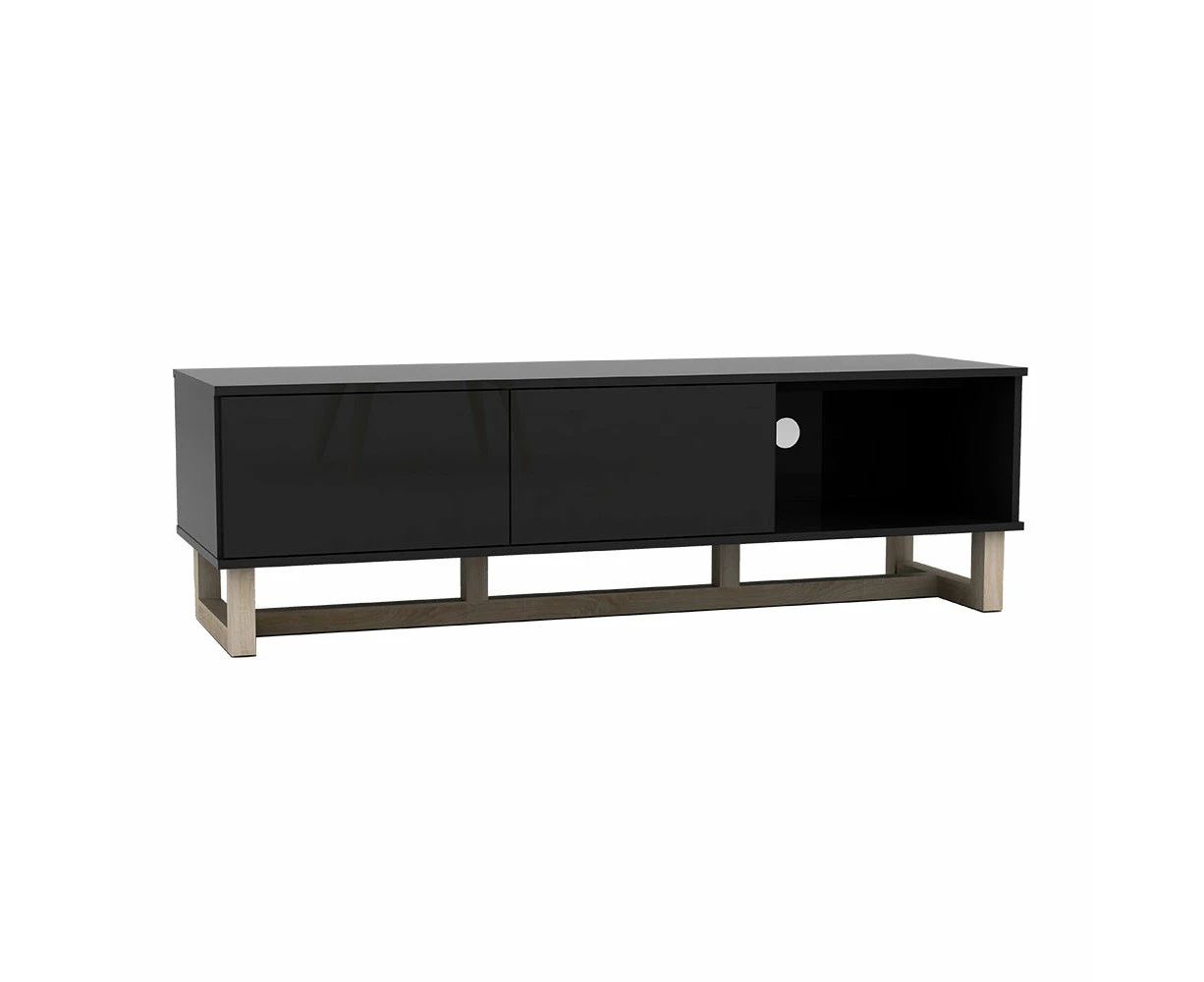 AVS 1500mm Raze Modular TV Stand in Gloss Black With Oak Legs (RZ1500BO)